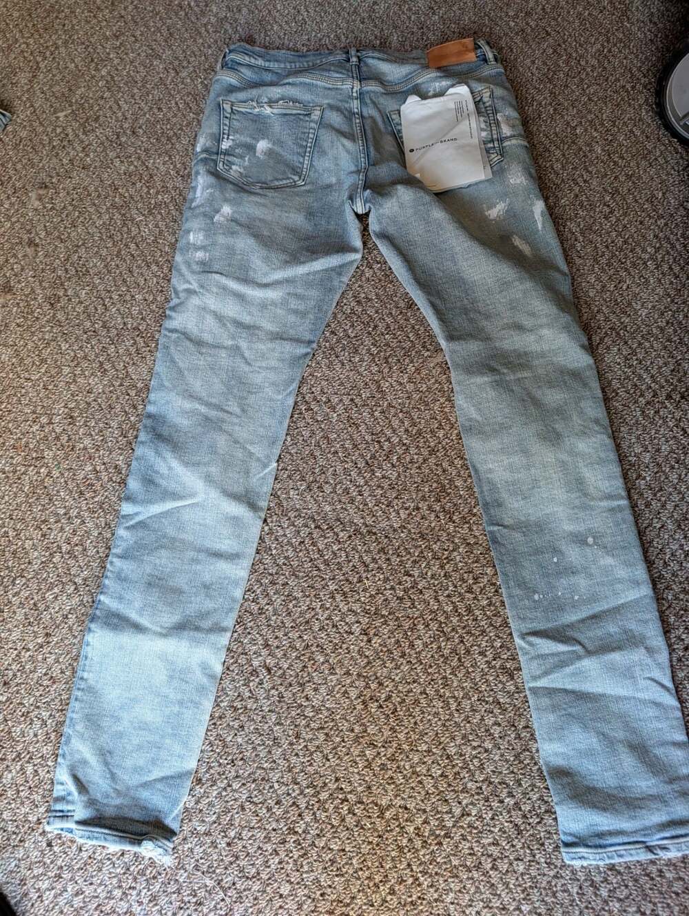 Purple Brand P001 Low Rise Skinny Light Indigo Paint Jeans